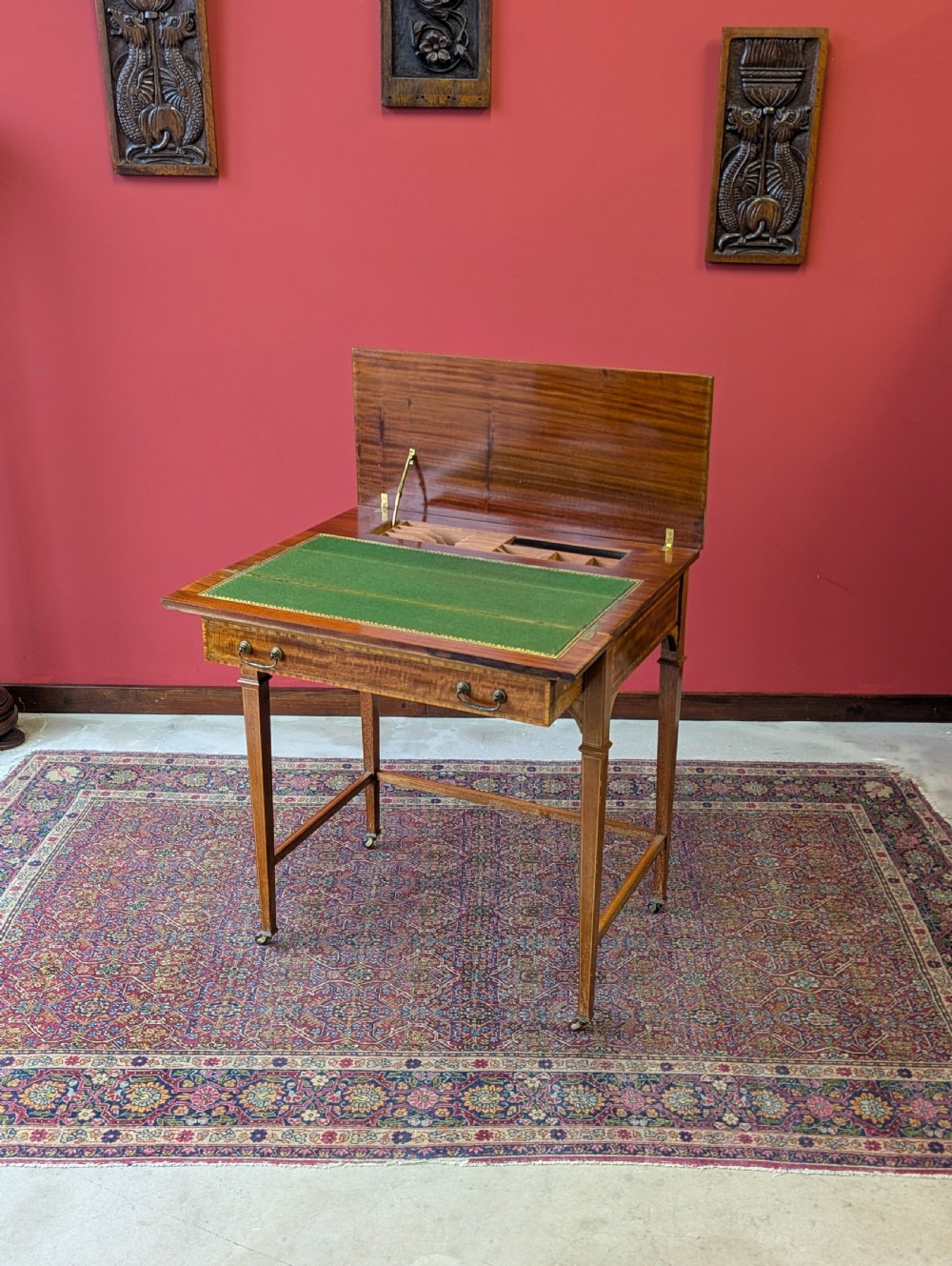 Antique Edwardian Satinwood Metamorphic Side / Writing Table