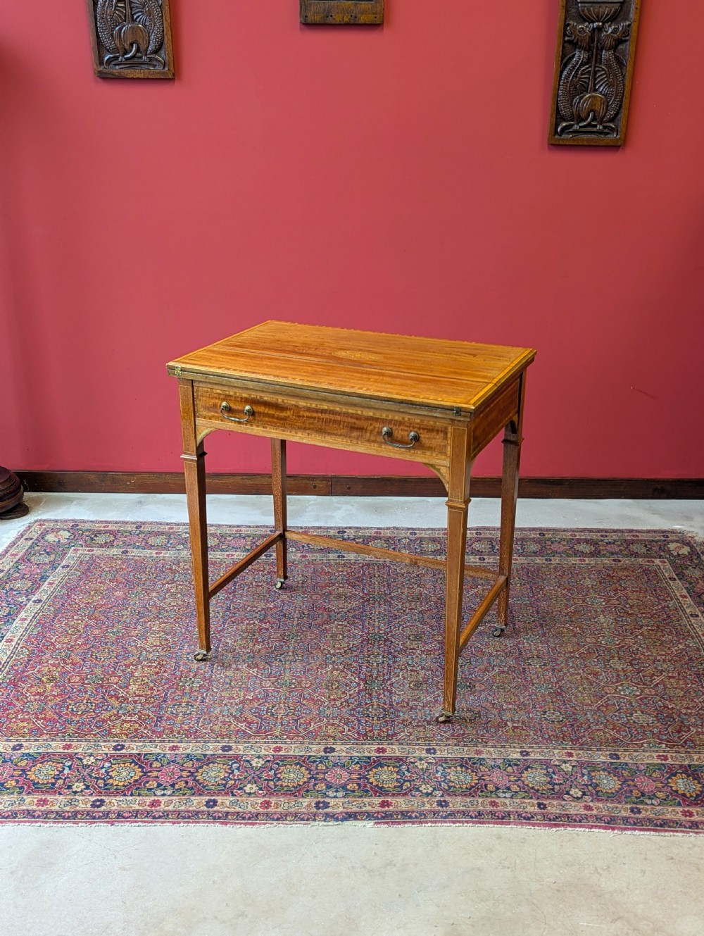 Antique Edwardian Satinwood Metamorphic Side / Writing Table View II