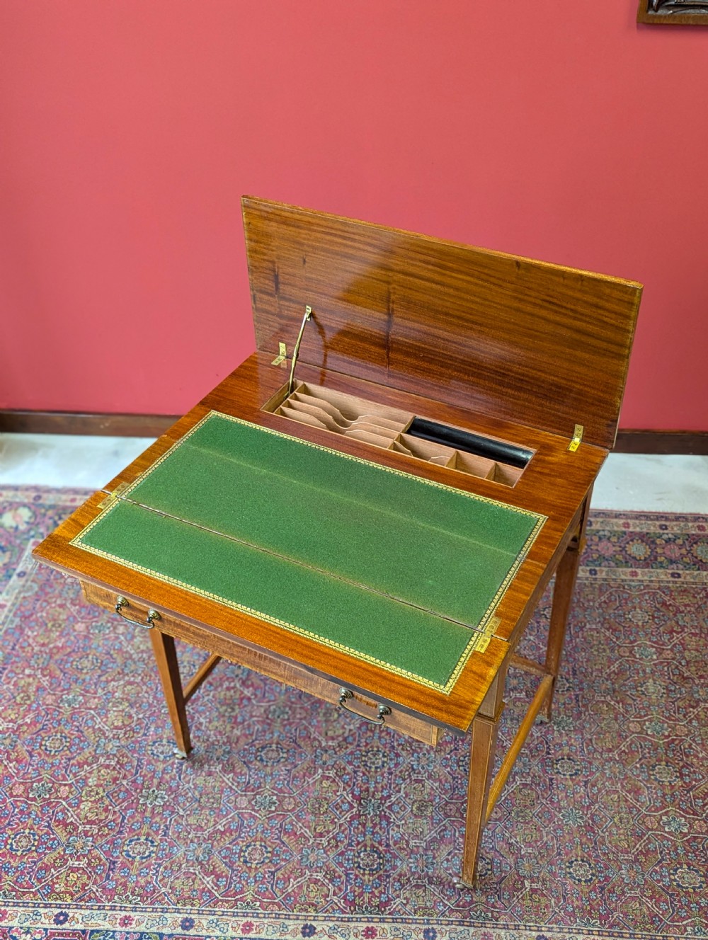 Antique Edwardian Satinwood Metamorphic Side / Writing Table View IV