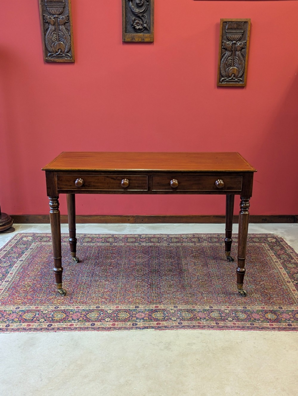 Antique Edwardian Inlaid Mahogany Writing Table View II