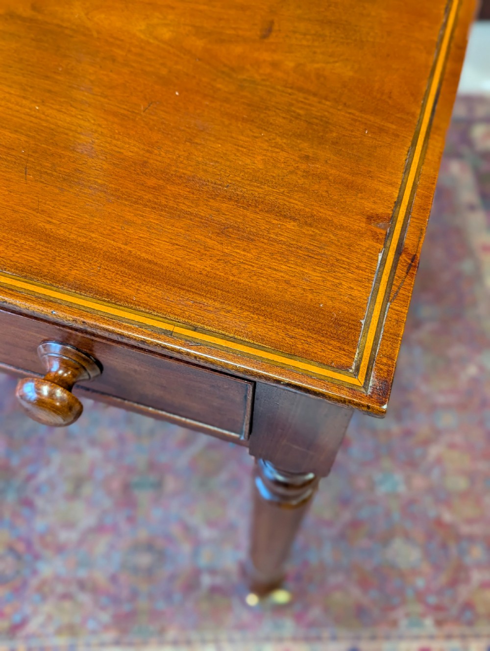 Antique Edwardian Inlaid Mahogany Writing Table View X