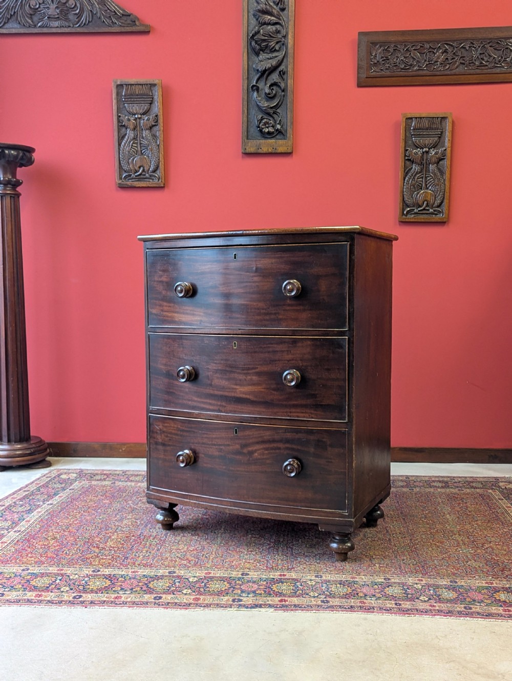 Antique Georgian Mahogany Bow Front Chest of Drawers c.1825 View IV