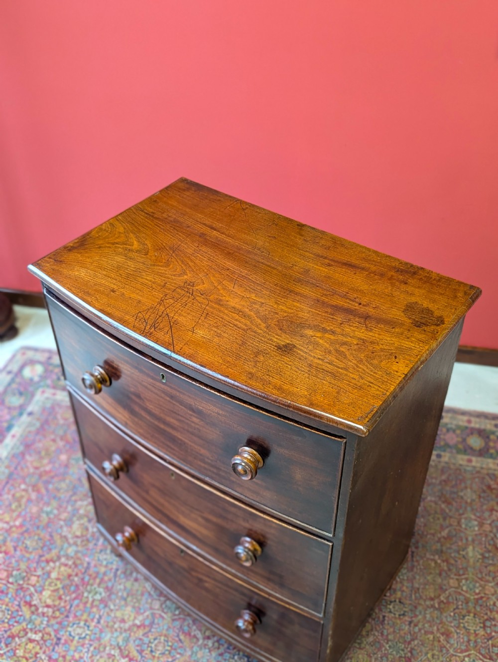 Antique Georgian Mahogany Bow Front Chest of Drawers c.1825 View IX