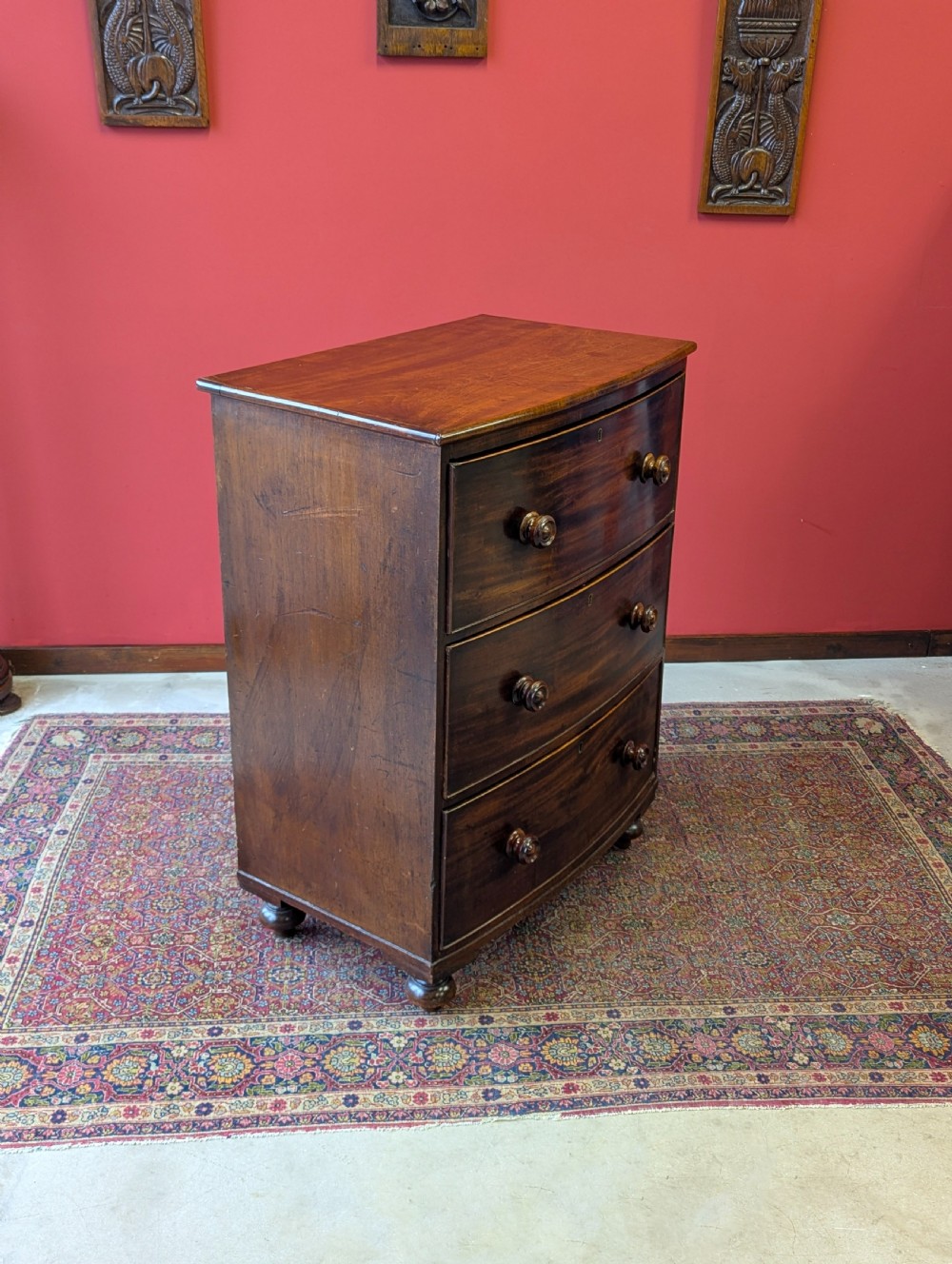 Antique Georgian Mahogany Bow Front Chest of Drawers c.1825 View X