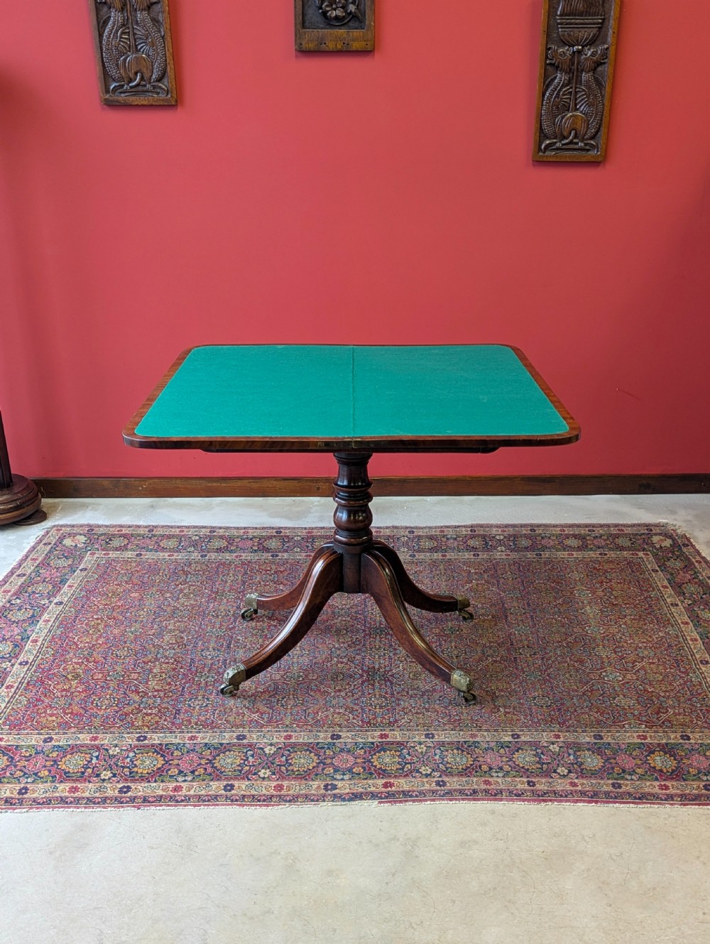 Antique 19th Century Mahogany Fold Over Pedestal Card Table View II