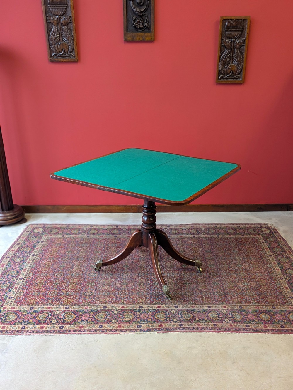 Antique 19th Century Mahogany Fold Over Pedestal Card Table View V