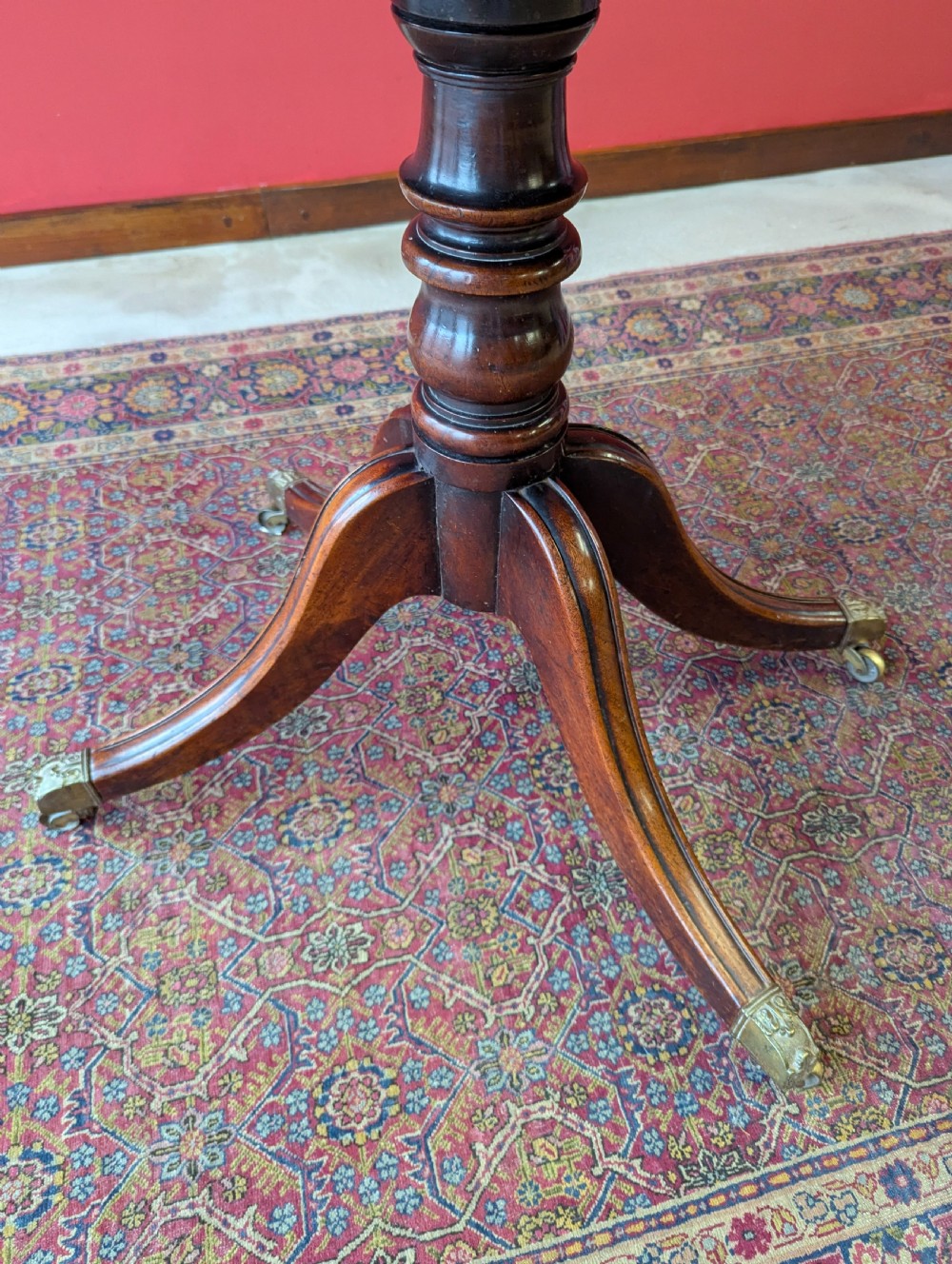 Antique 19th Century Mahogany Fold Over Pedestal Card Table View IX