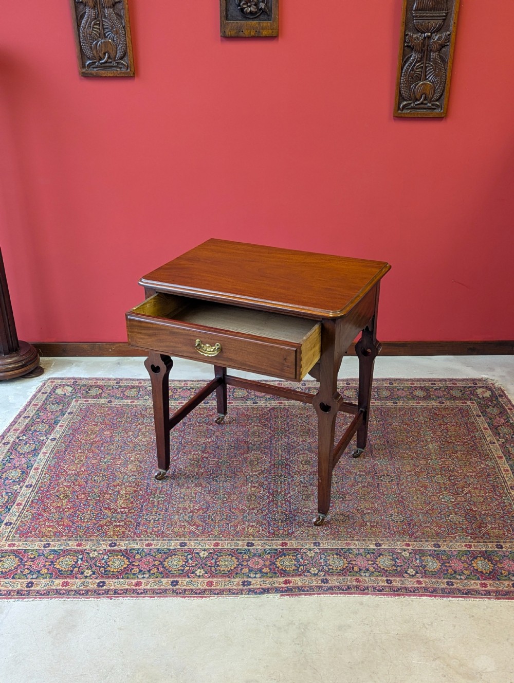 Antique Edwardian Mahogany Arts & Crafts Small Writing Desk View IV