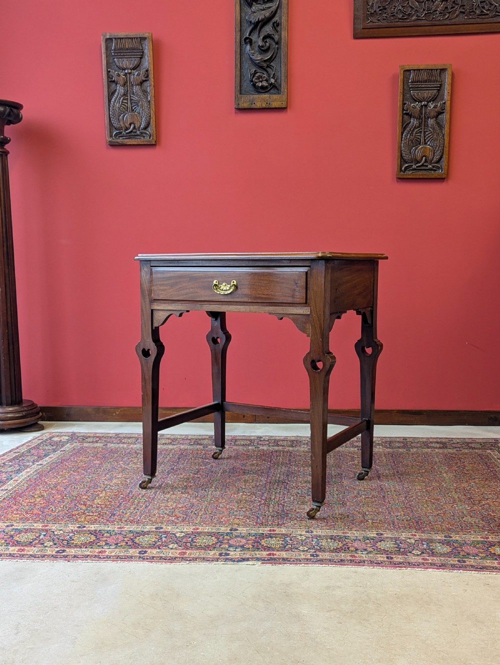 Antique Edwardian Mahogany Arts & Crafts Small Writing Desk View VIII