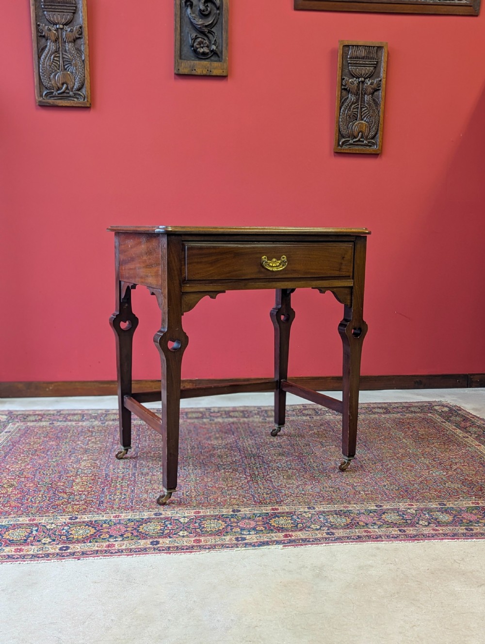 Antique Edwardian Mahogany Arts & Crafts Small Writing Desk View X