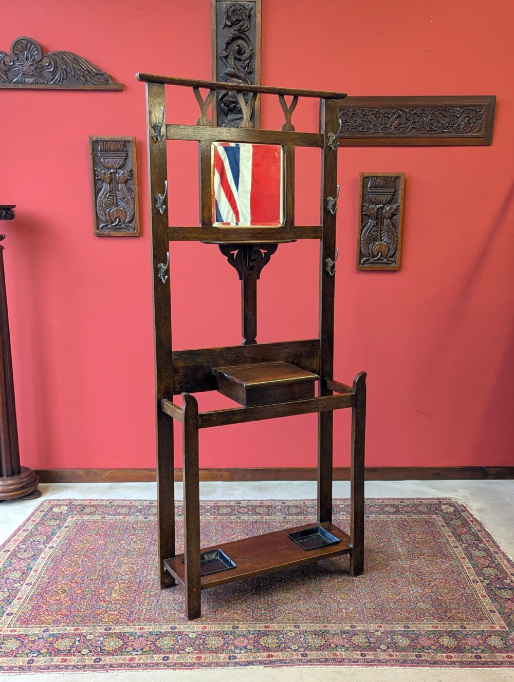 Antique Early 20th Century Oak Hall Stand View II