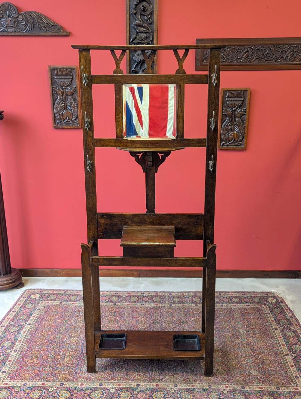 Antique Early 20th Century Oak Hall Stand View IV