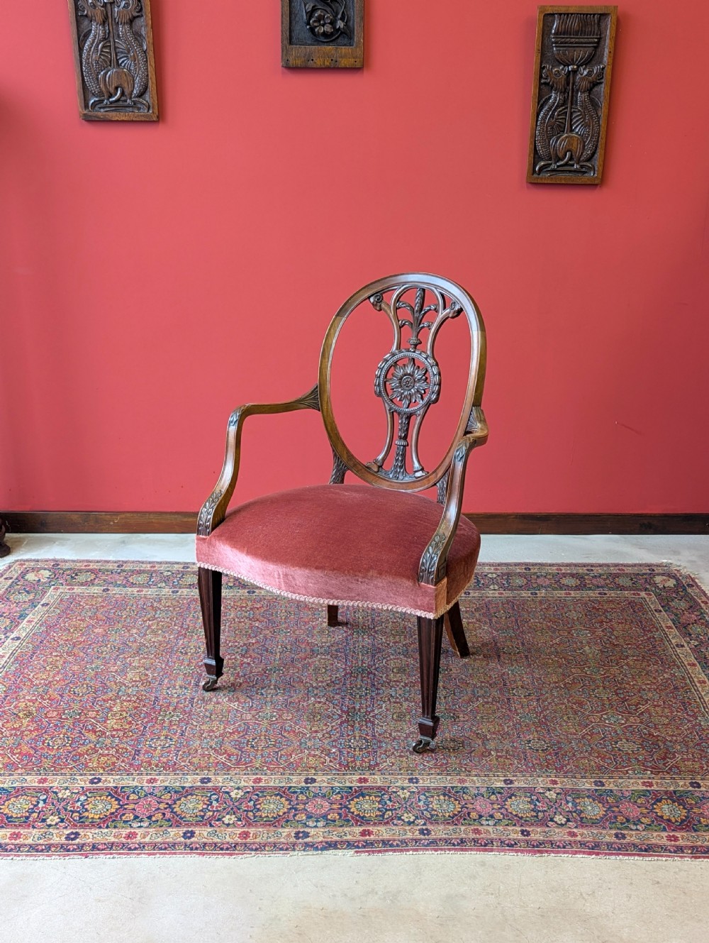 Antique Victorian Neoclassical Carved Mahogany Adam Style Desk Chair