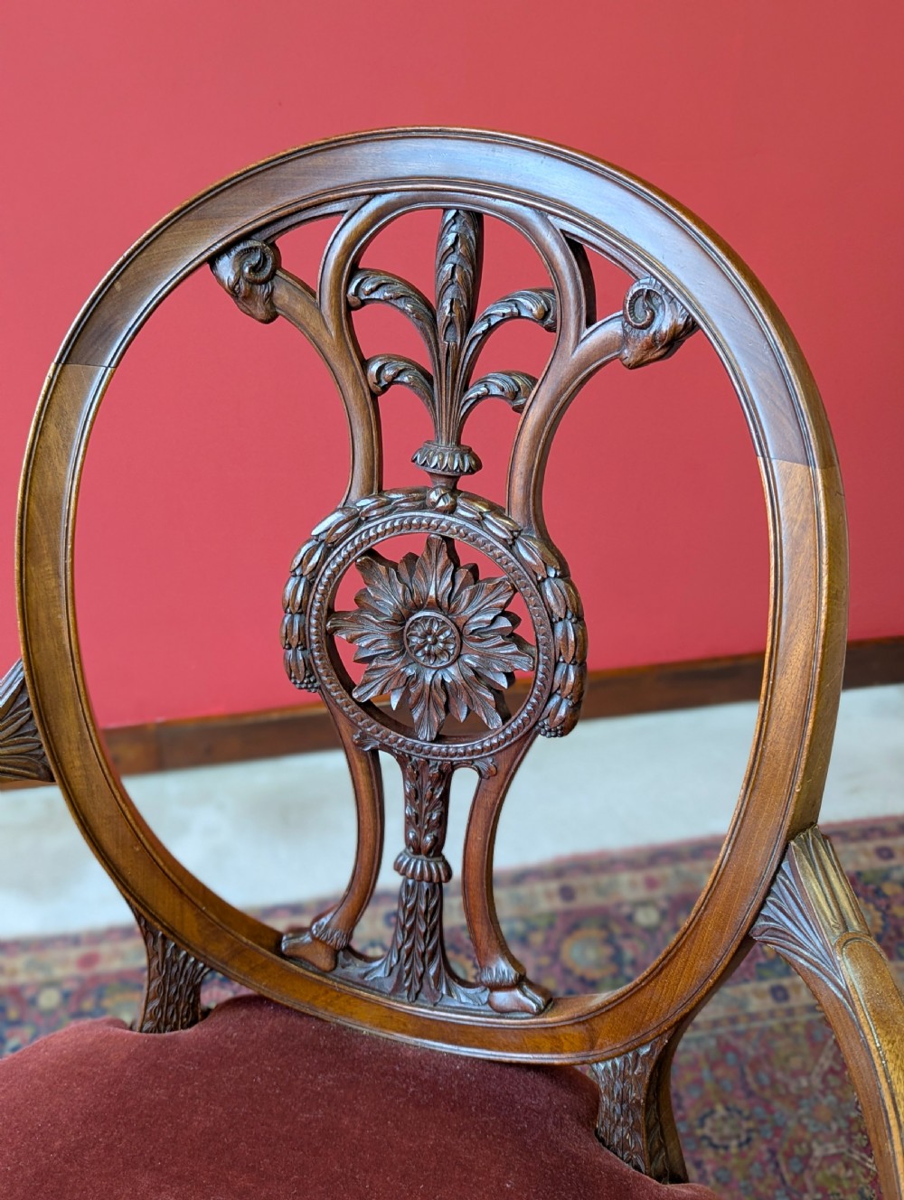 Antique Victorian Neoclassical Carved Mahogany Adam Style Desk Chair View II