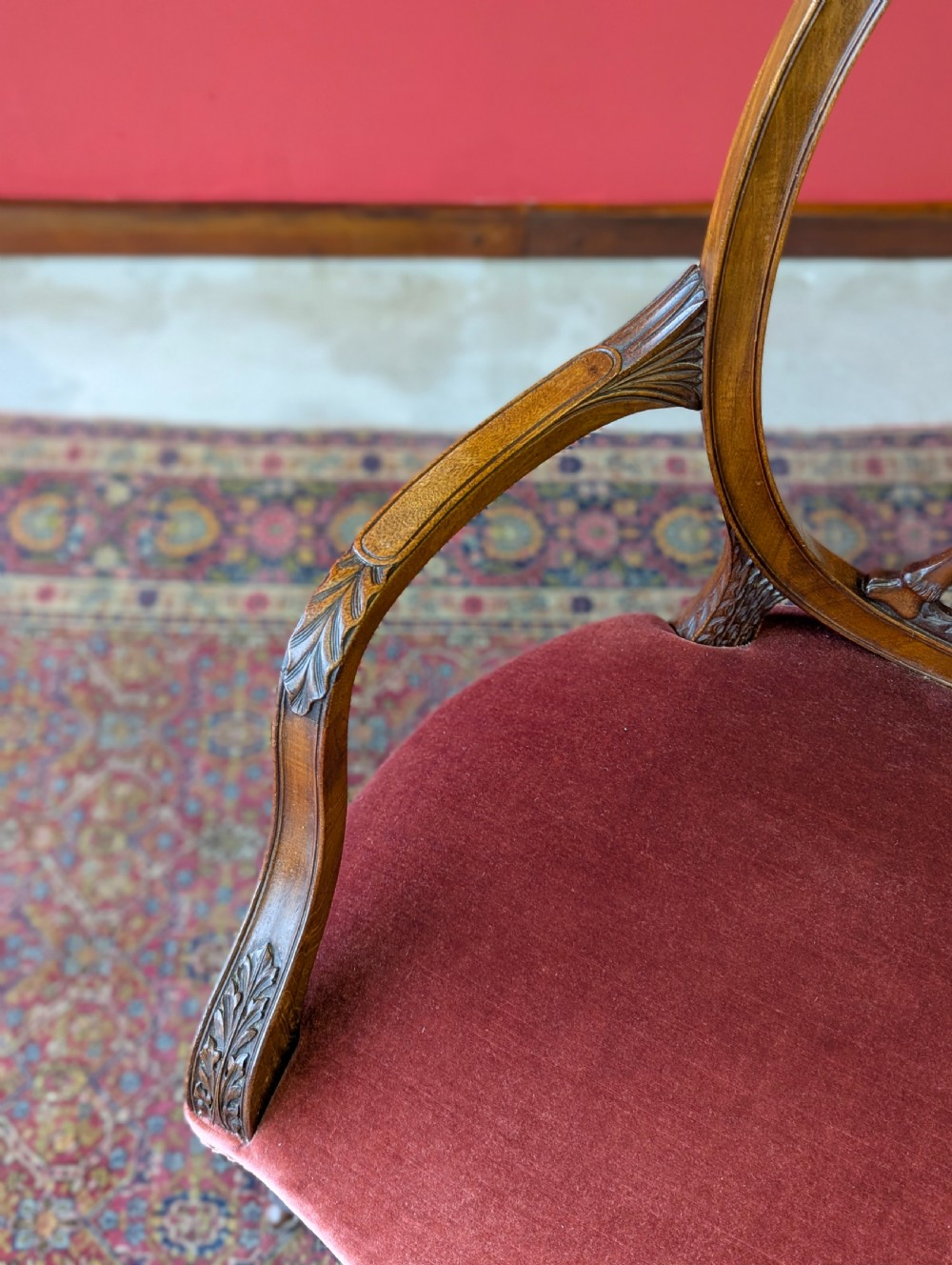 Antique Victorian Neoclassical Carved Mahogany Adam Style Desk Chair View III