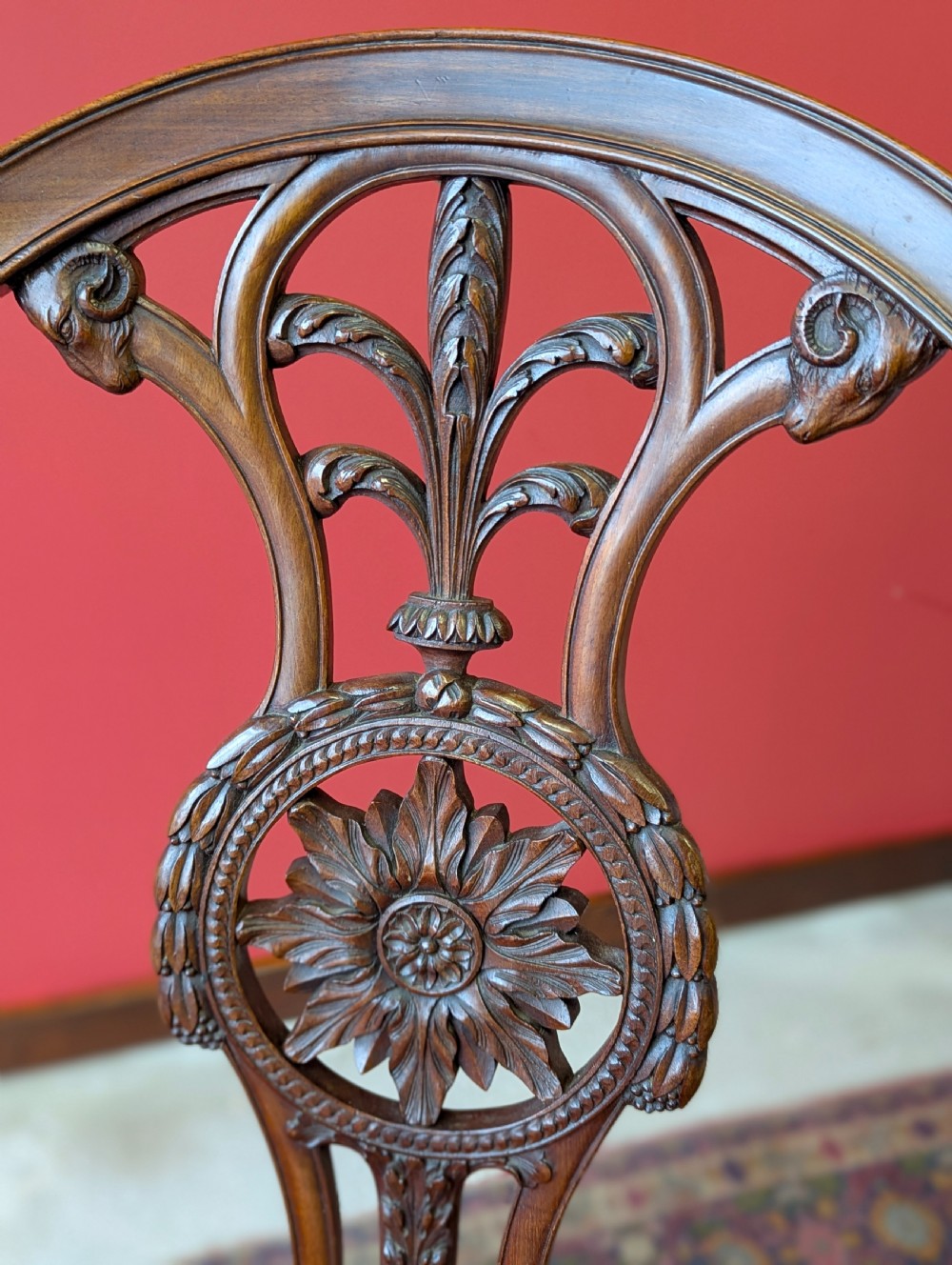 Antique Victorian Neoclassical Carved Mahogany Adam Style Desk Chair View IV