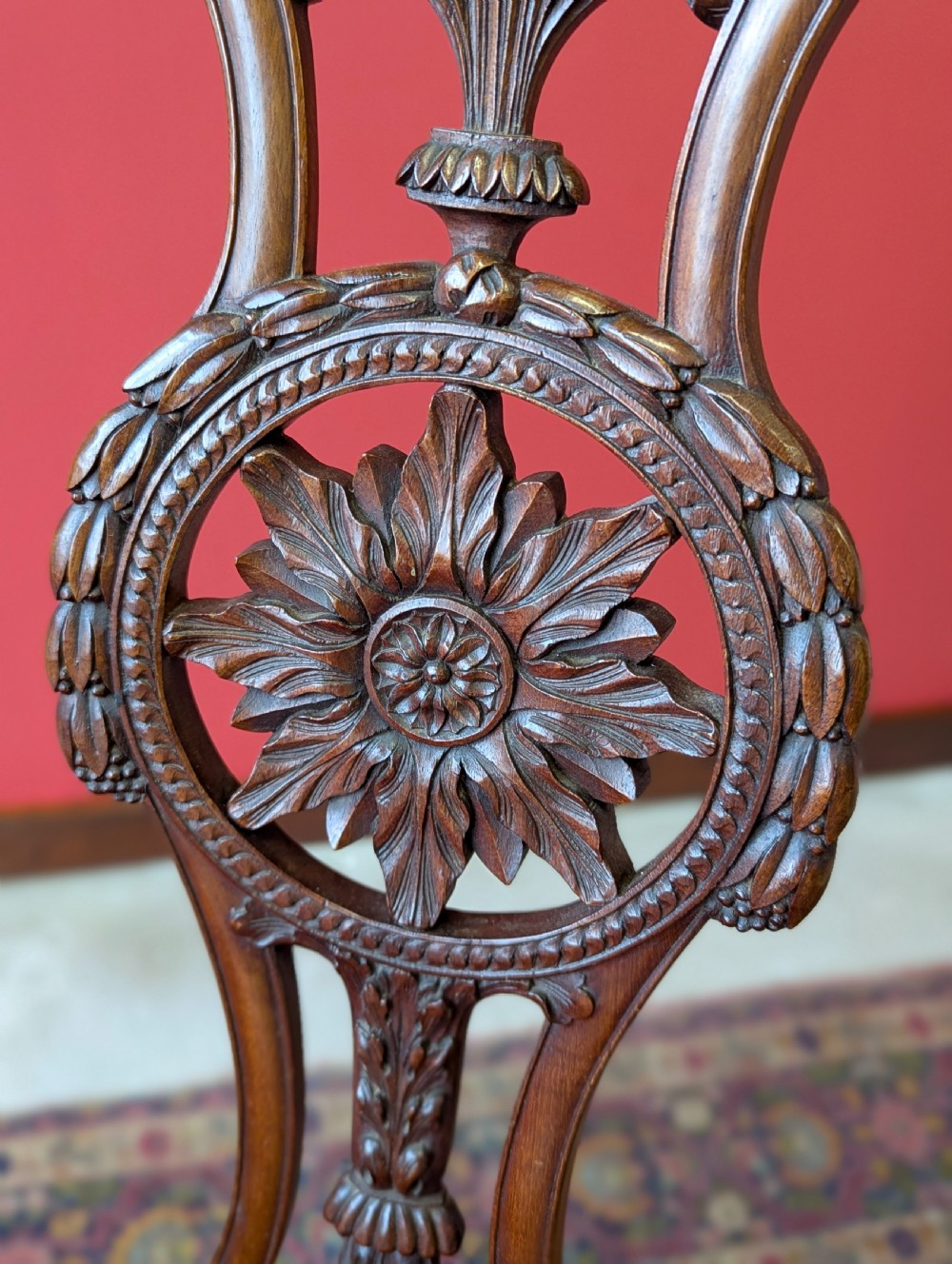 Antique Victorian Neoclassical Carved Mahogany Adam Style Desk Chair View V