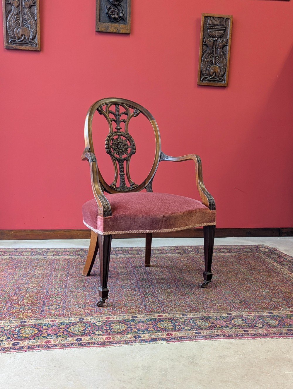 Antique Victorian Neoclassical Carved Mahogany Adam Style Desk Chair View VII