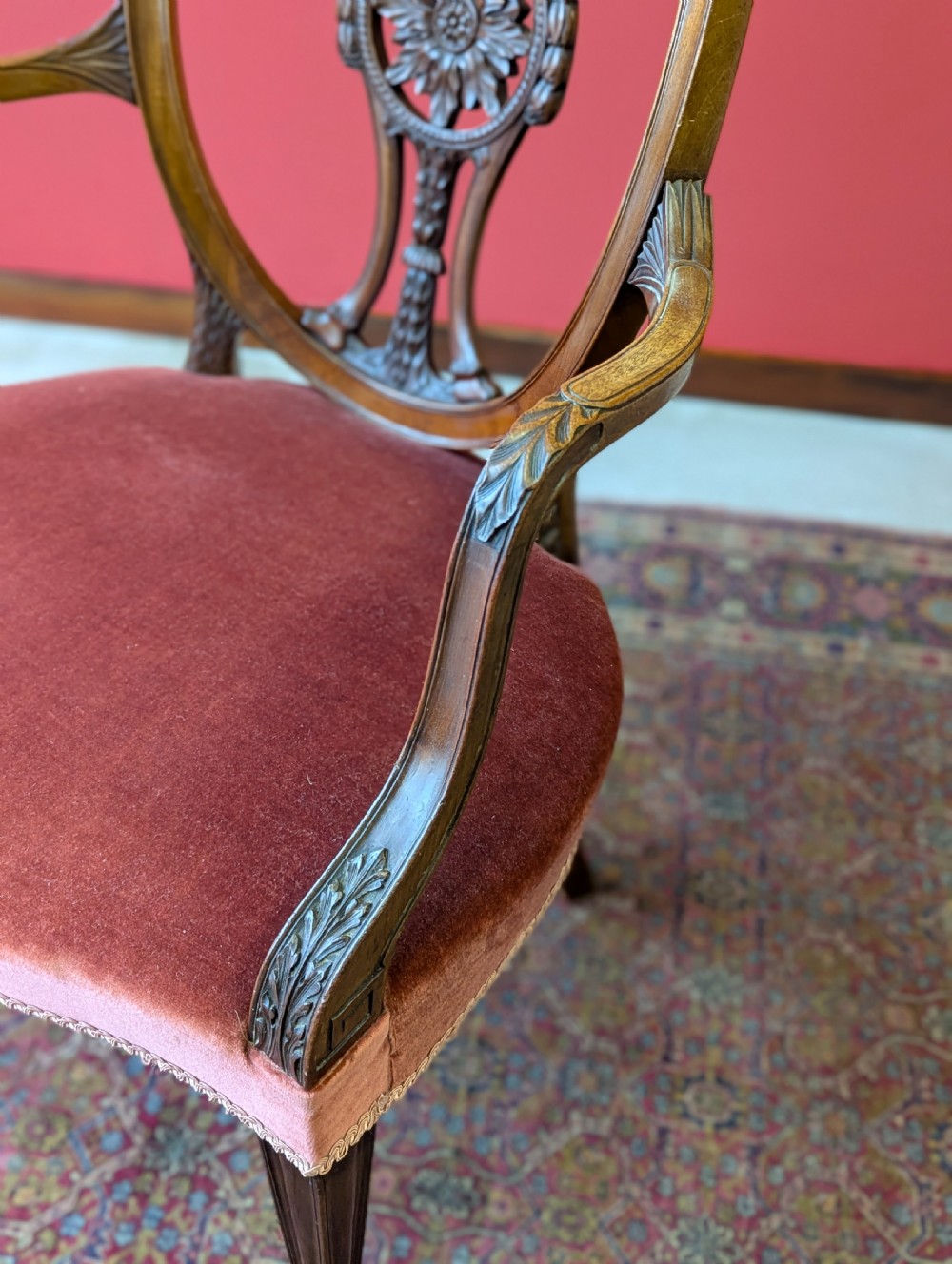 Antique Victorian Neoclassical Carved Mahogany Adam Style Desk Chair View VIII