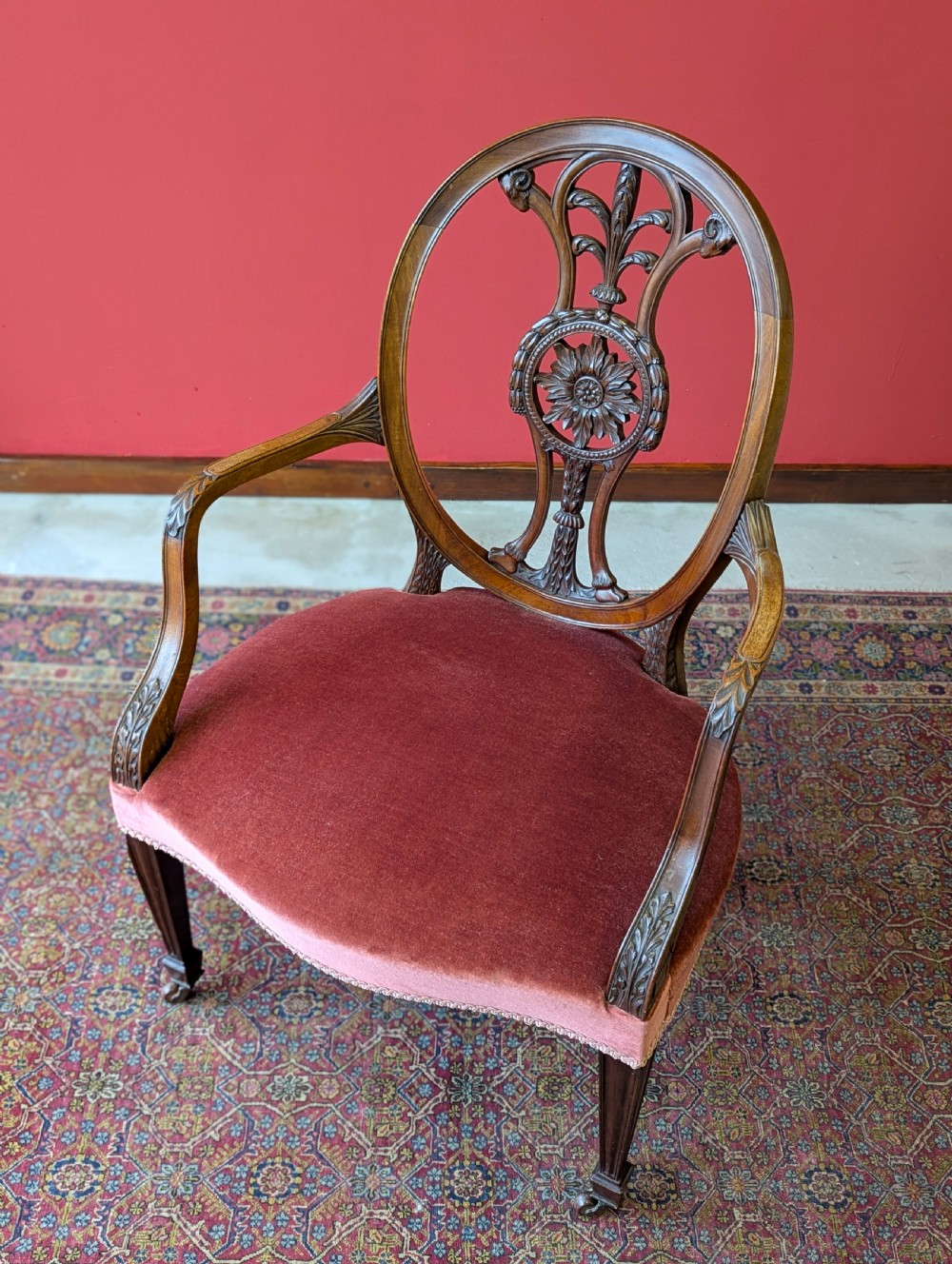 Antique Victorian Neoclassical Carved Mahogany Adam Style Desk Chair View X