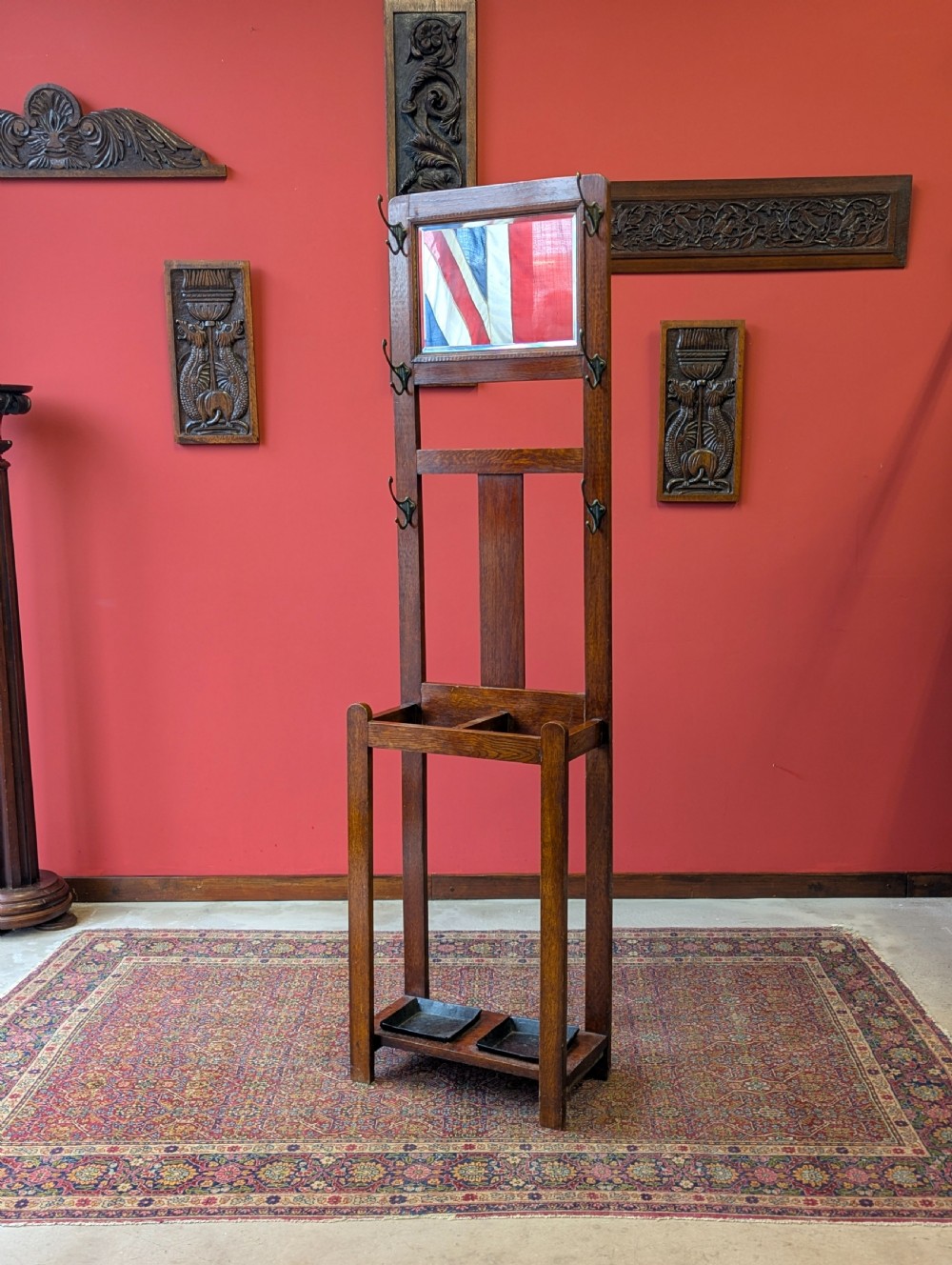 Vintage 1930’s Oak Slim Hall Stand