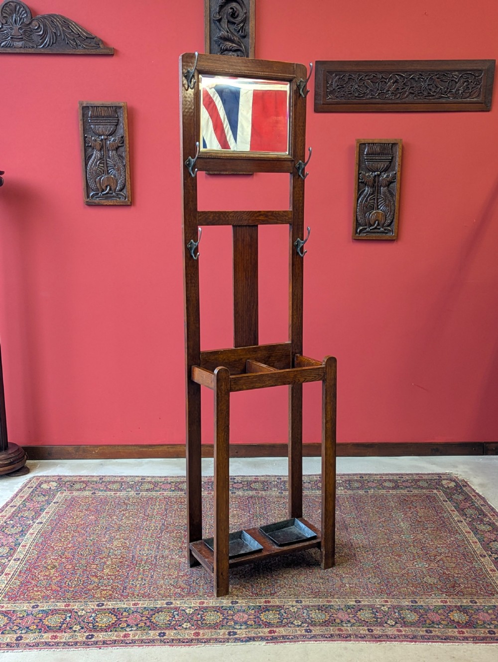 Vintage 1930’s Oak Slim Hall Stand View III