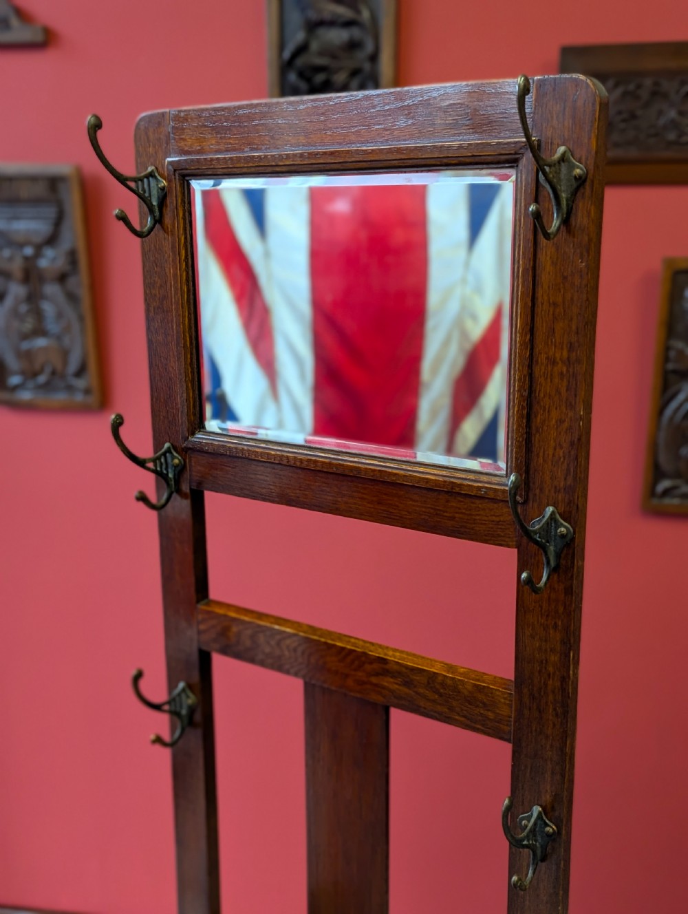 Vintage 1930’s Oak Slim Hall Stand View V