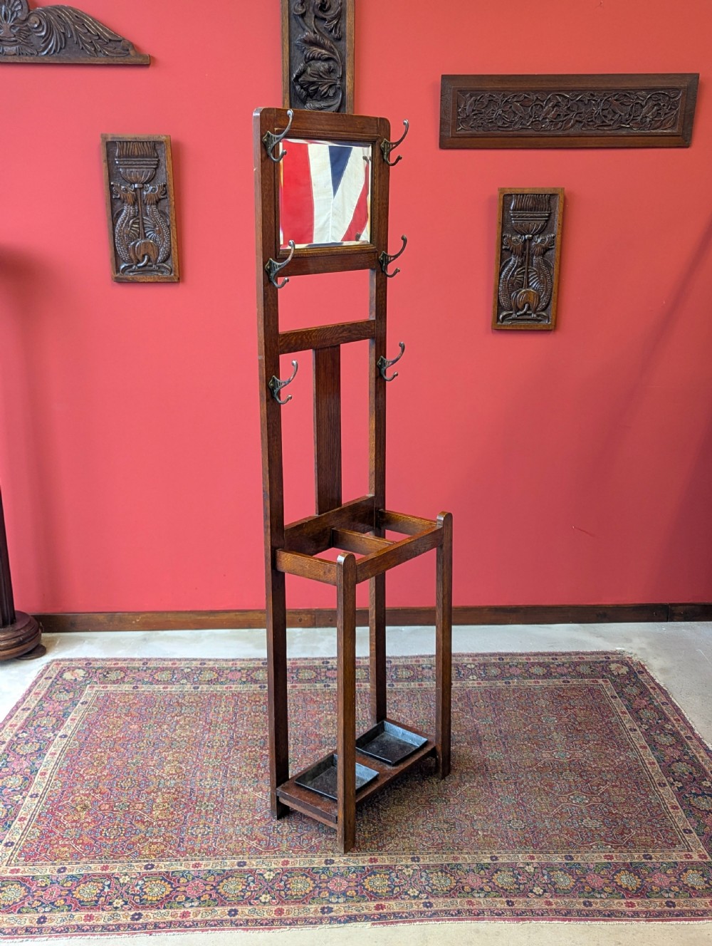 Vintage 1930’s Oak Slim Hall Stand View VI