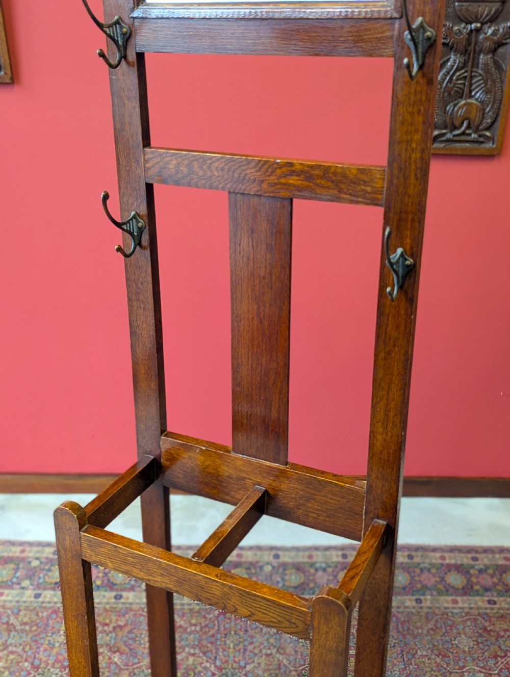 Vintage 1930’s Oak Slim Hall Stand View VII