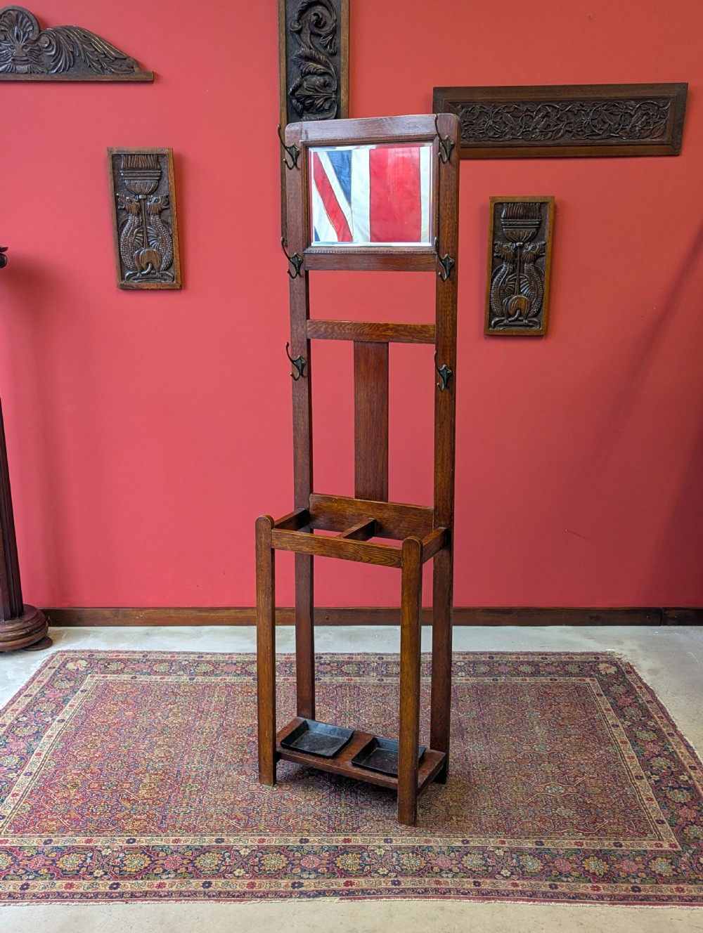 Vintage 1930’s Oak Slim Hall Stand View VIII