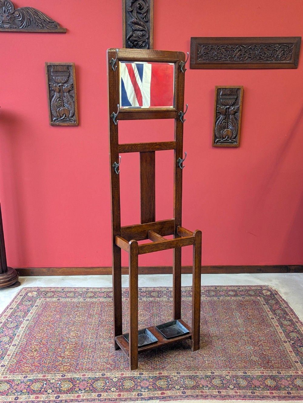 Vintage 1930’s Oak Slim Hall Stand View X