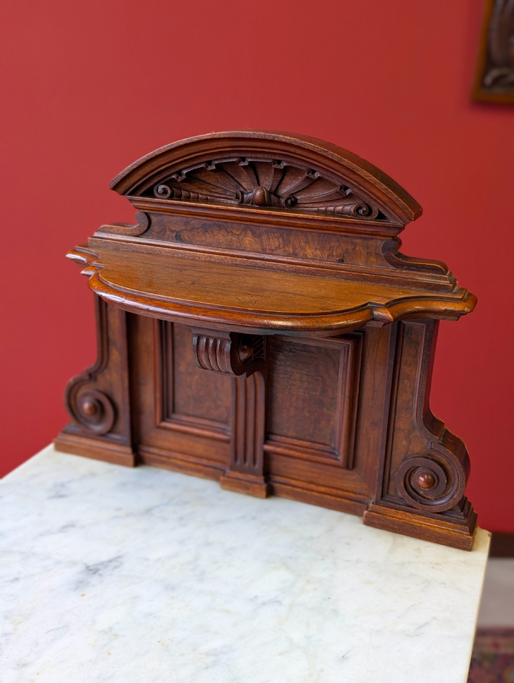 Antique Victorian Walnut Marble Topped Nightstand Bedside Pot Cupboard View III