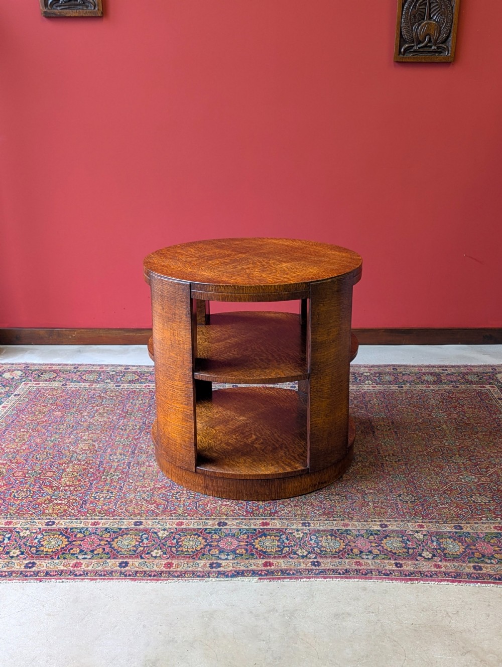 Antique Early 20th Century Oak Revolving Bookcase Coffee Table by Heals View II