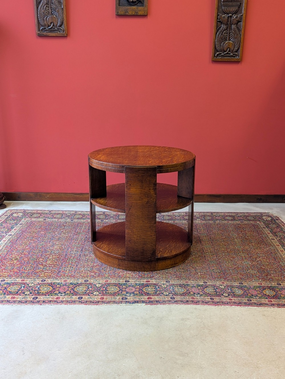 Antique Early 20th Century Oak Revolving Bookcase Coffee Table by Heals View IV