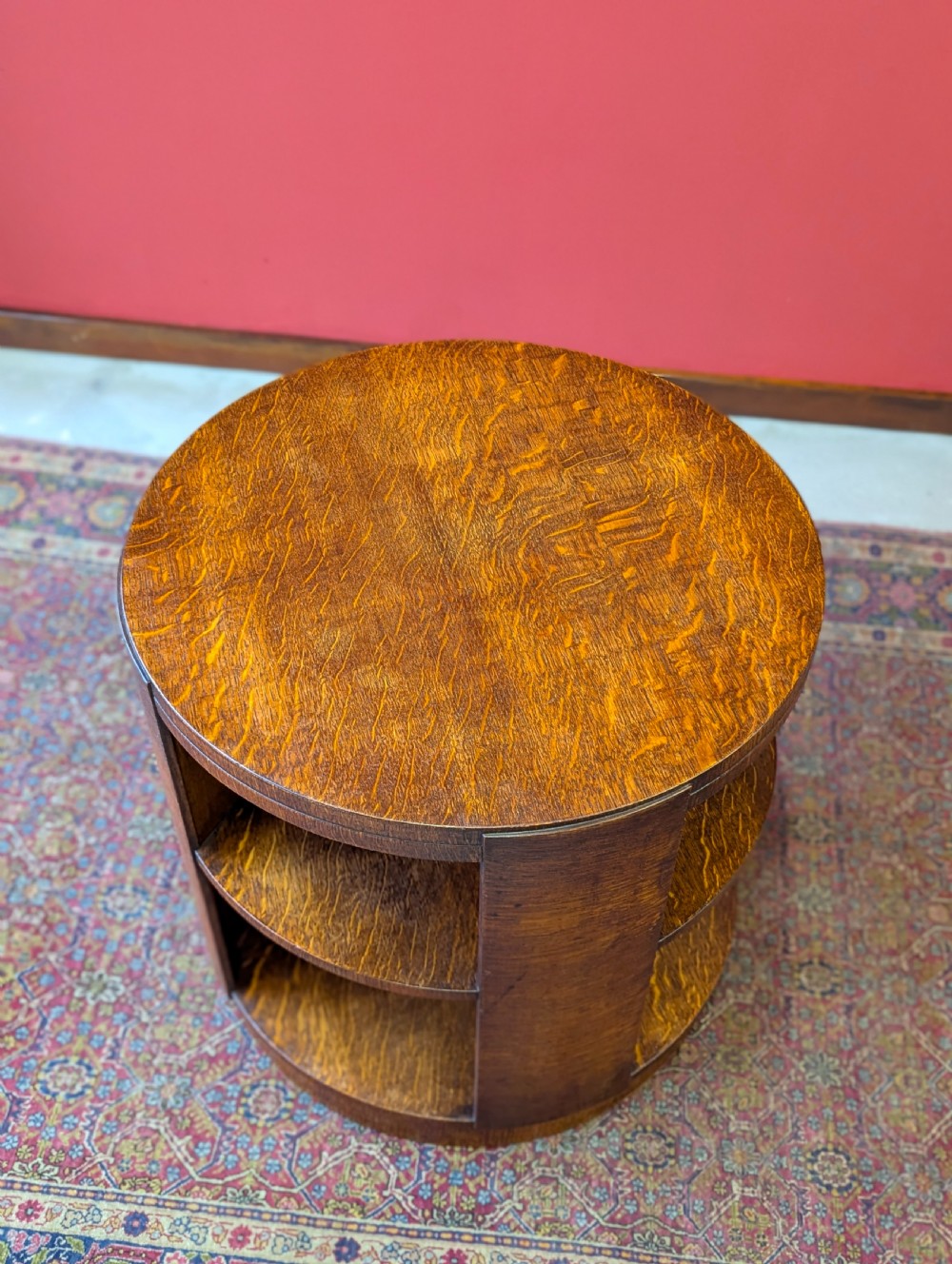Antique Early 20th Century Oak Revolving Bookcase Coffee Table by Heals View V
