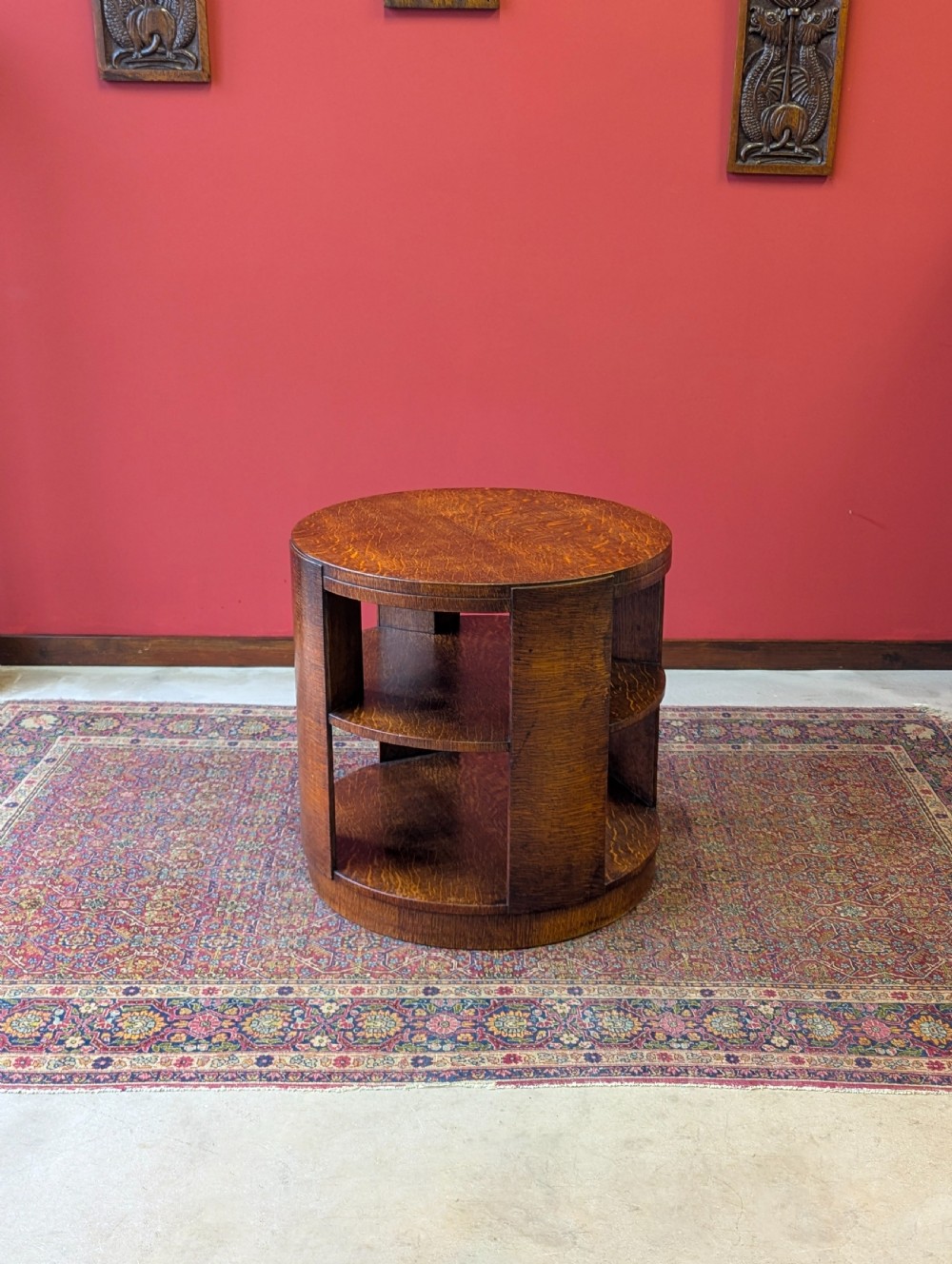 Antique Early 20th Century Oak Revolving Bookcase Coffee Table by Heals View VIII