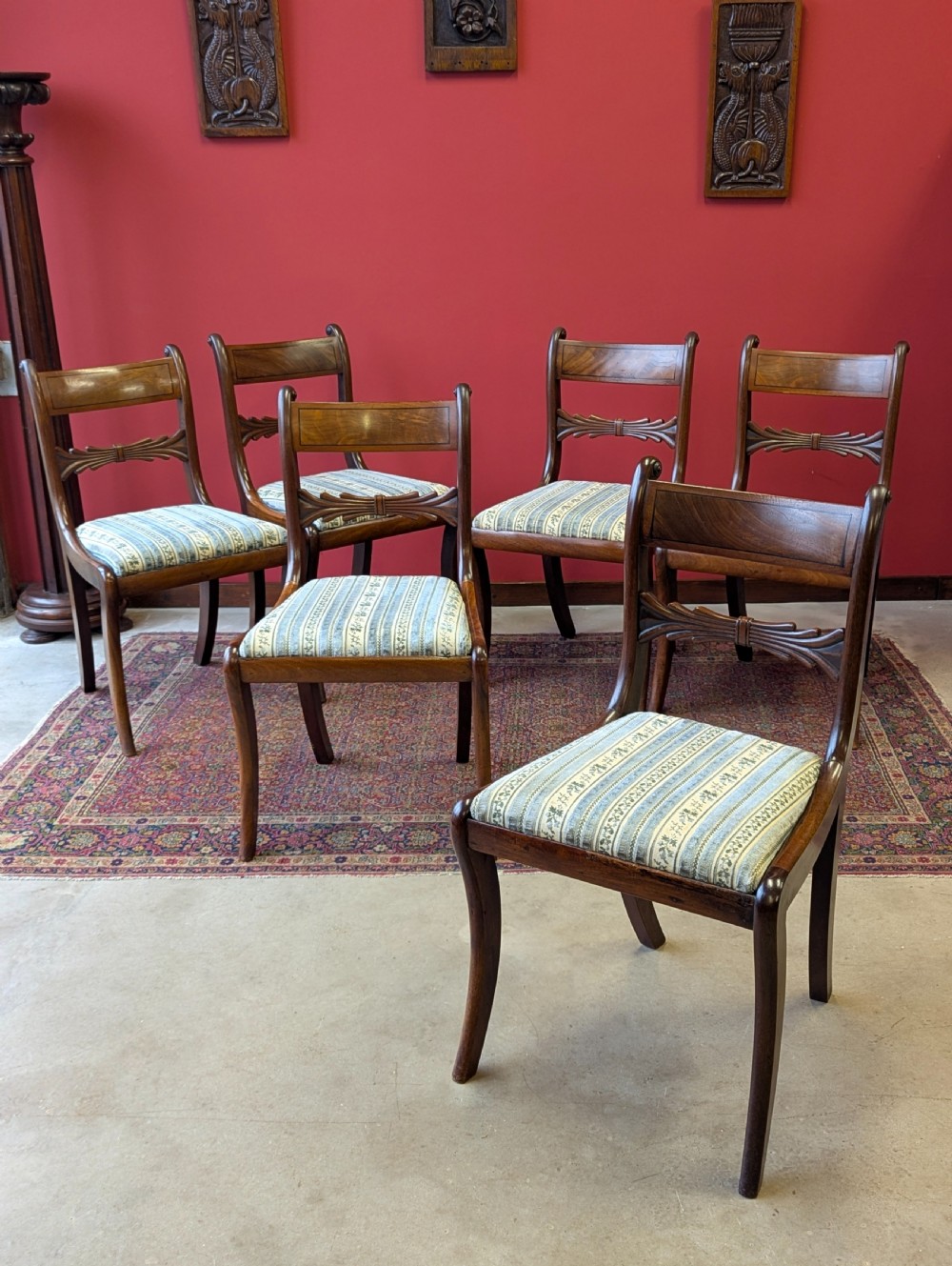 Set of Six Antique Regency Period Mahogany Dining Chairs View II