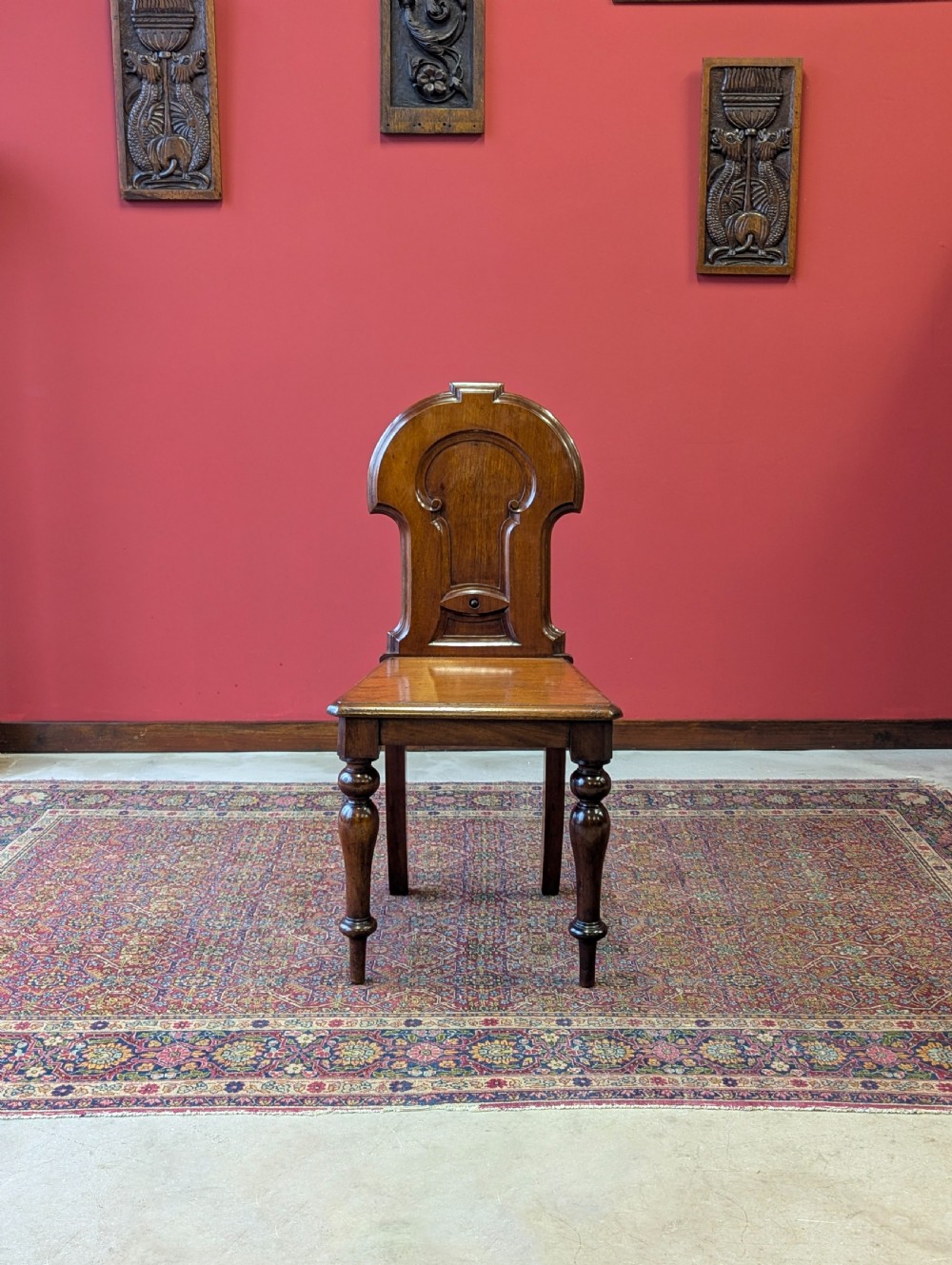 Antique Early Victorian Carved Mahogany Hall Chair View II