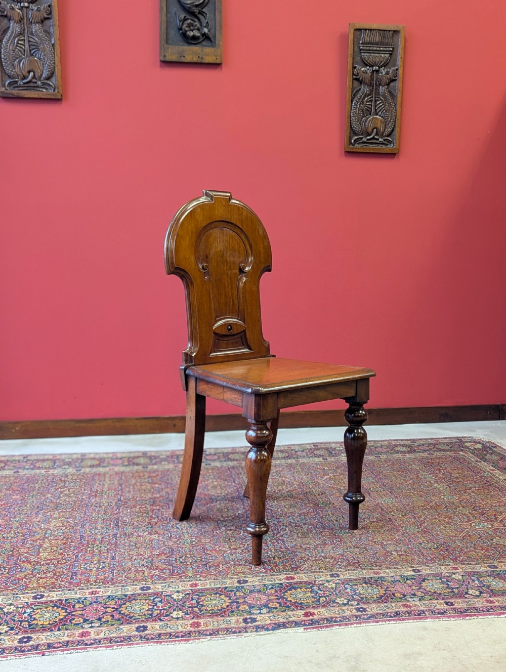 Antique Early Victorian Carved Mahogany Hall Chair View III