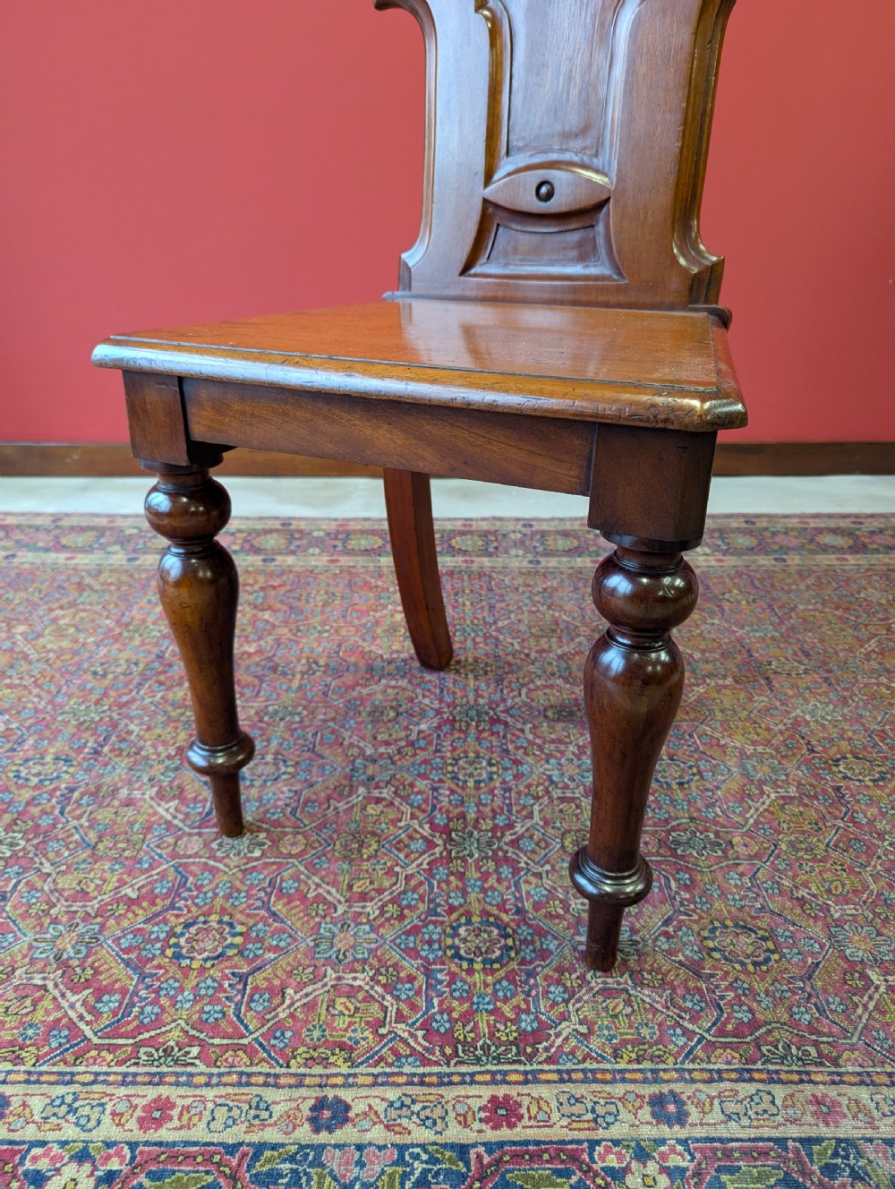 Antique Early Victorian Carved Mahogany Hall Chair View VI