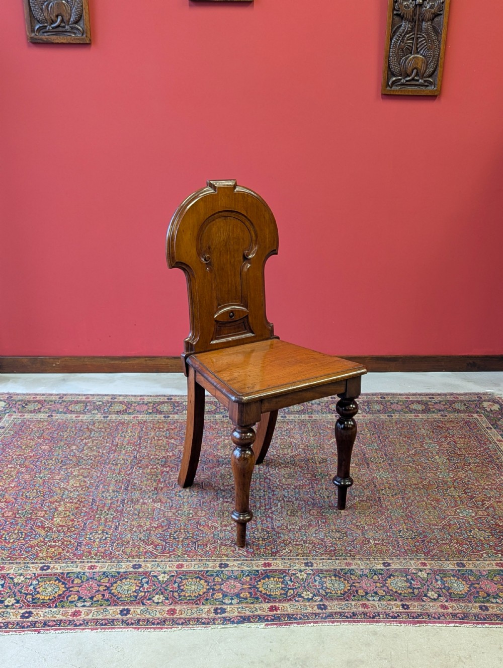 Antique Early Victorian Carved Mahogany Hall Chair View X