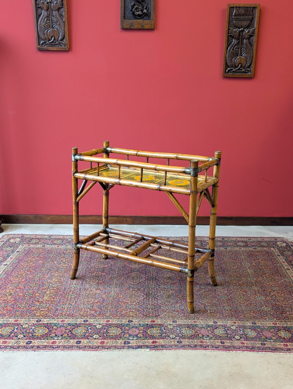 Antique Victorian Bamboo Tiled Plant Trough by W.F. Needham