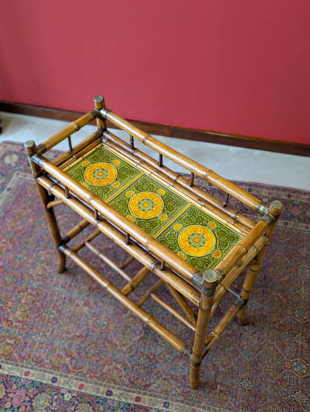 Antique Victorian Bamboo Tiled Plant Trough by W.F. Needham View III