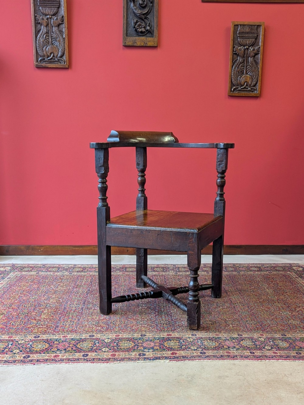 Antique 19th Century Estate Made Oak Bow Back Corner Chair
 View III
