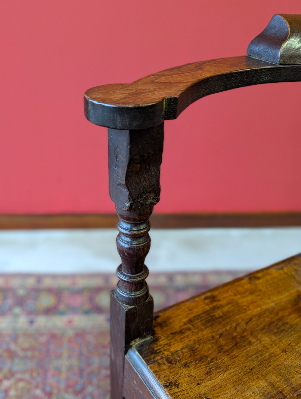 Antique 19th Century Estate Made Oak Bow Back Corner Chair
 View VII