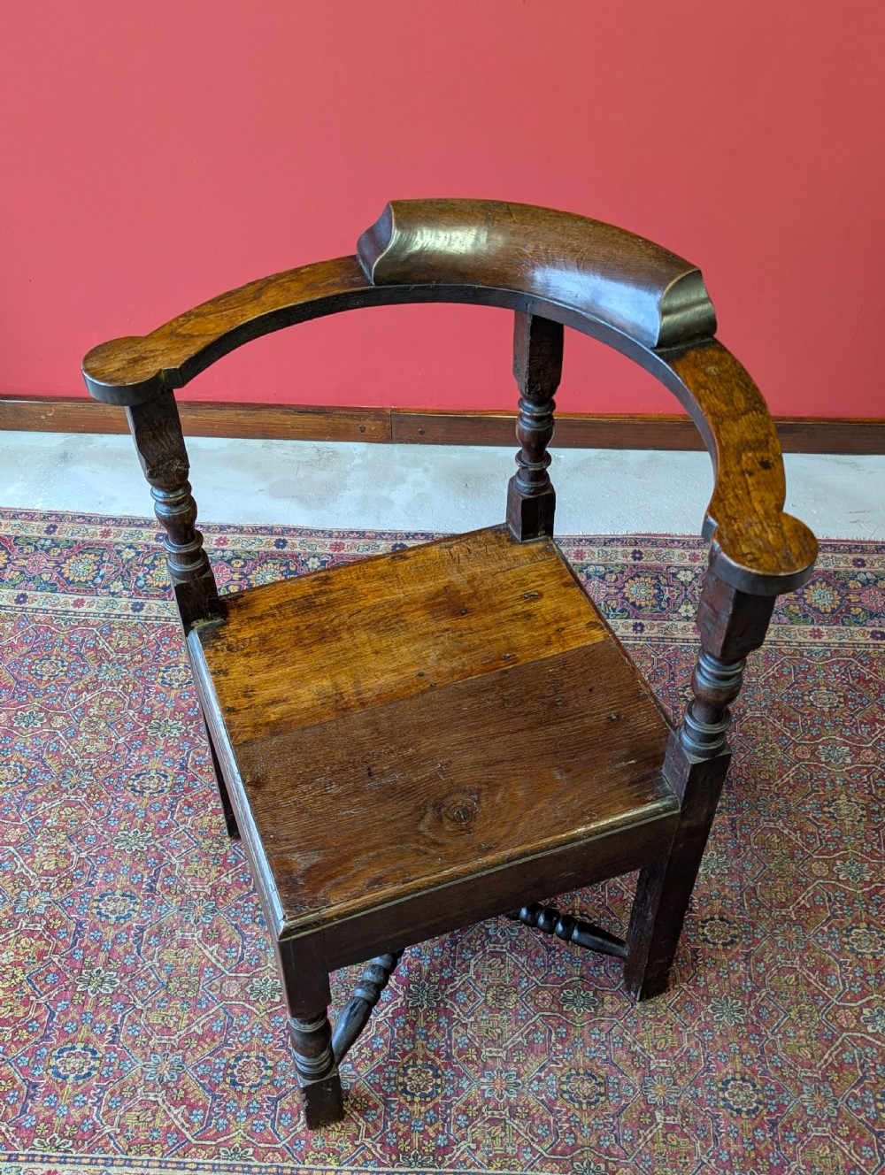Antique 19th Century Estate Made Oak Bow Back Corner Chair
 View IX