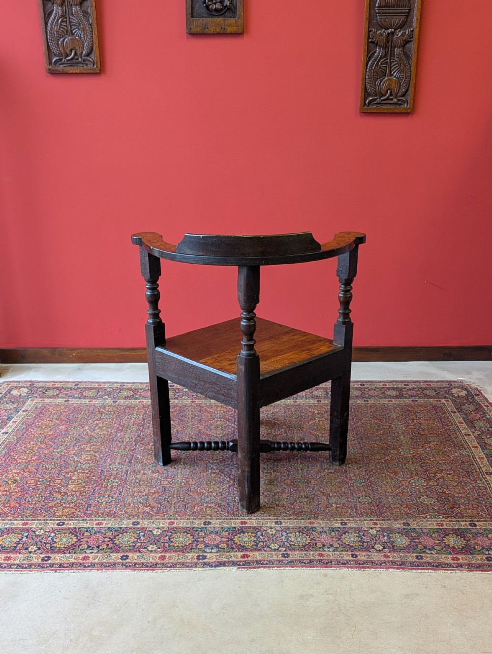 Antique 19th Century Estate Made Oak Bow Back Corner Chair
 View X