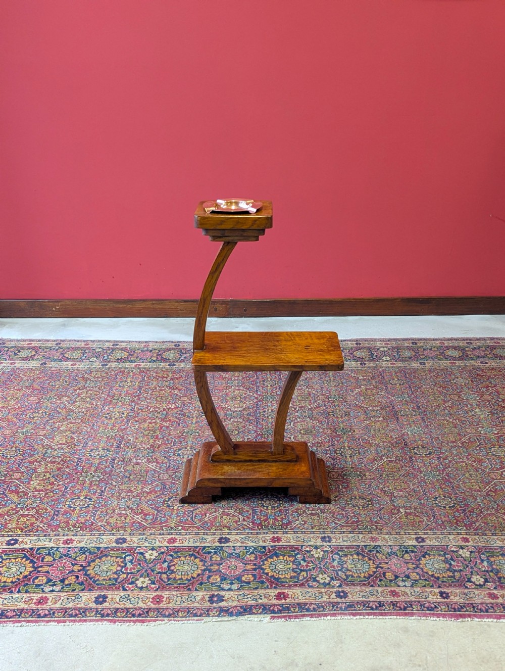 Antique 1920’s Art Deco Oak Smoker’s Stand Table