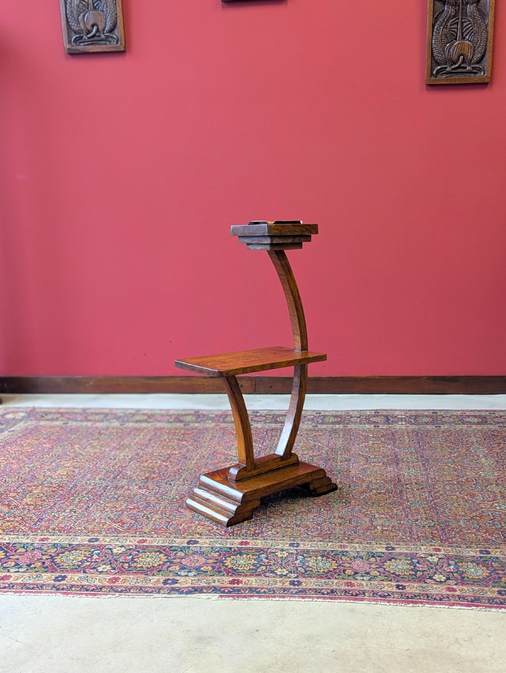 Antique 1920’s Art Deco Oak Smoker’s Stand Table View VII