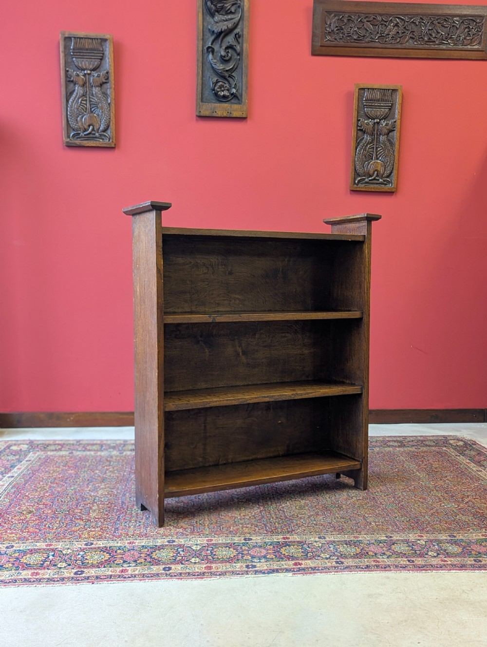 Antique Early 20th Century Arts & Crafts Oak Bookcase View III